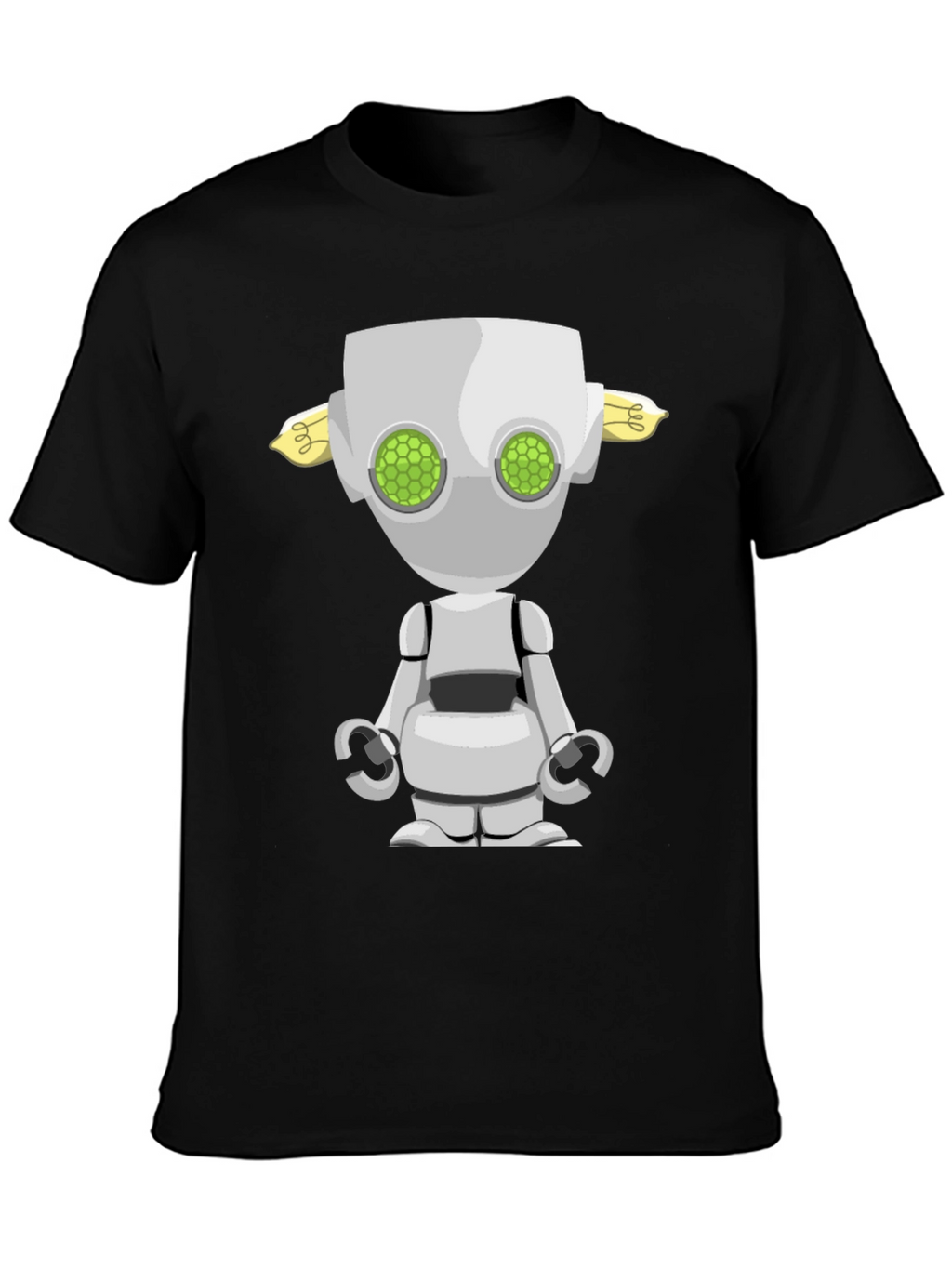 Robot Graphic Tee - Sci-Fi Style Black T-Shirt