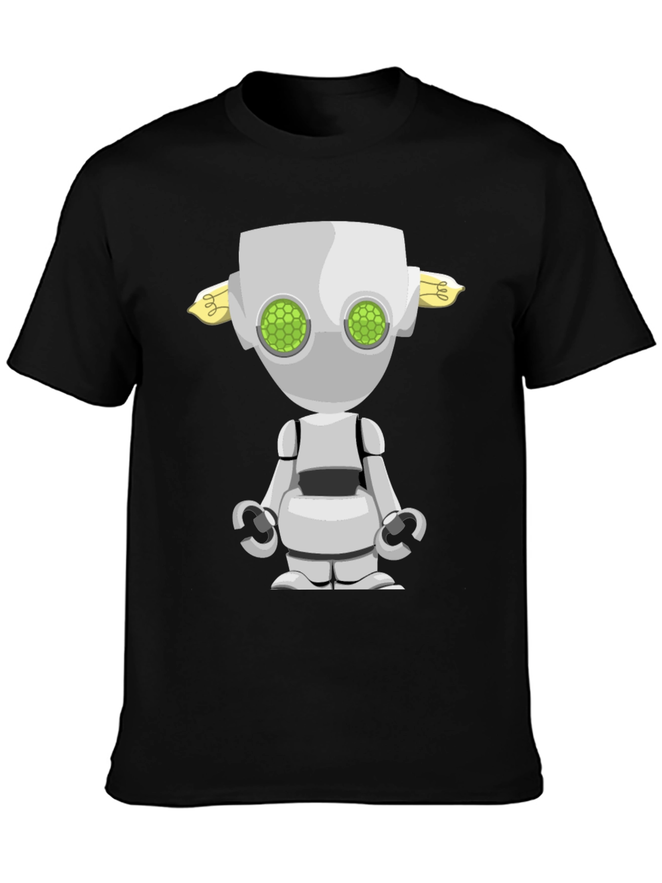 Robot Graphic Tee - Sci-Fi Style Black T-Shirt