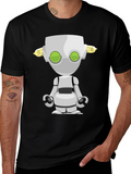 Robot Graphic Tee - Sci-Fi Style Black T-Shirt