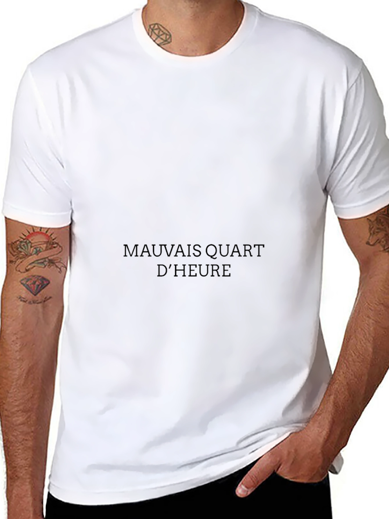 Black Graphic Tee - Mauvais Quart DHeure Casual Style