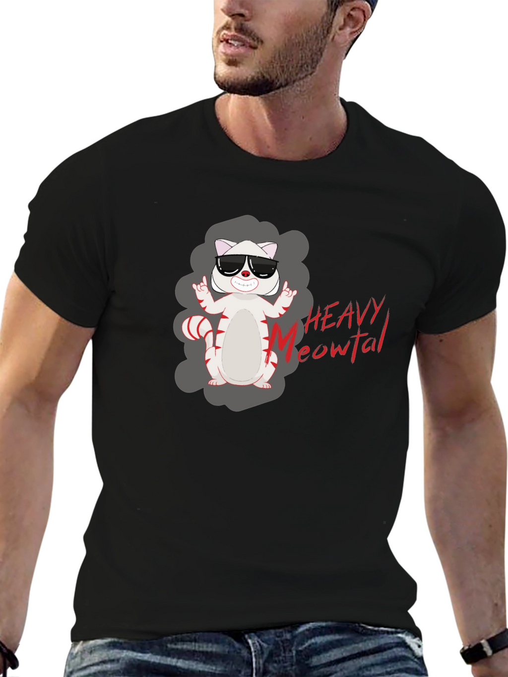 Heavy Meowtal T-Shirt - Rocker Cat Tee