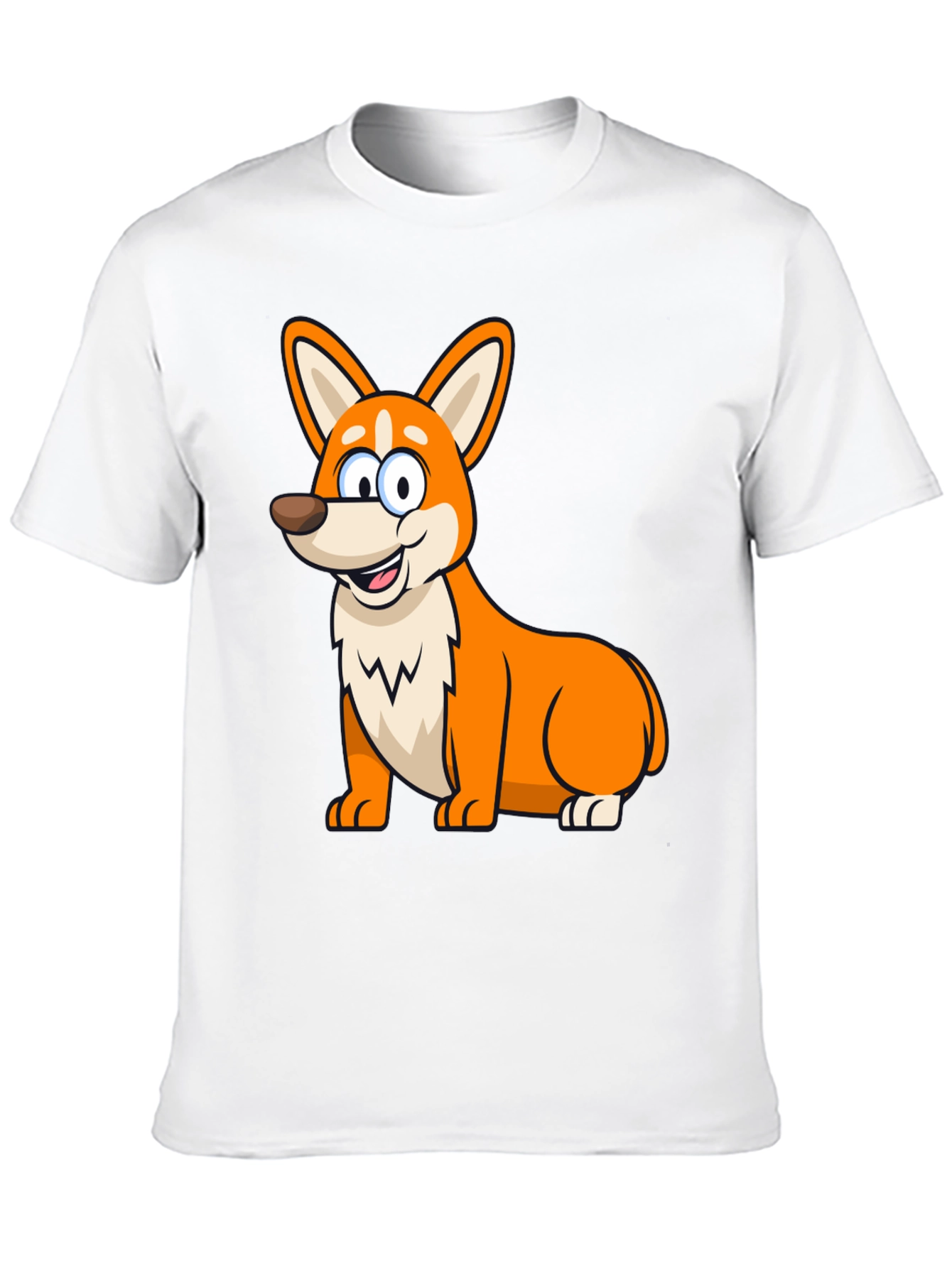 Cute Corgi Cartoon Black T-Shirt