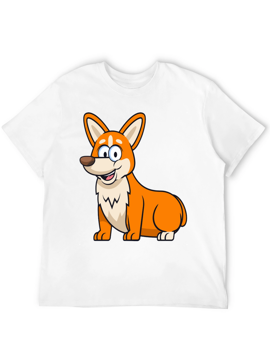 Cute Corgi Cartoon Black T-Shirt