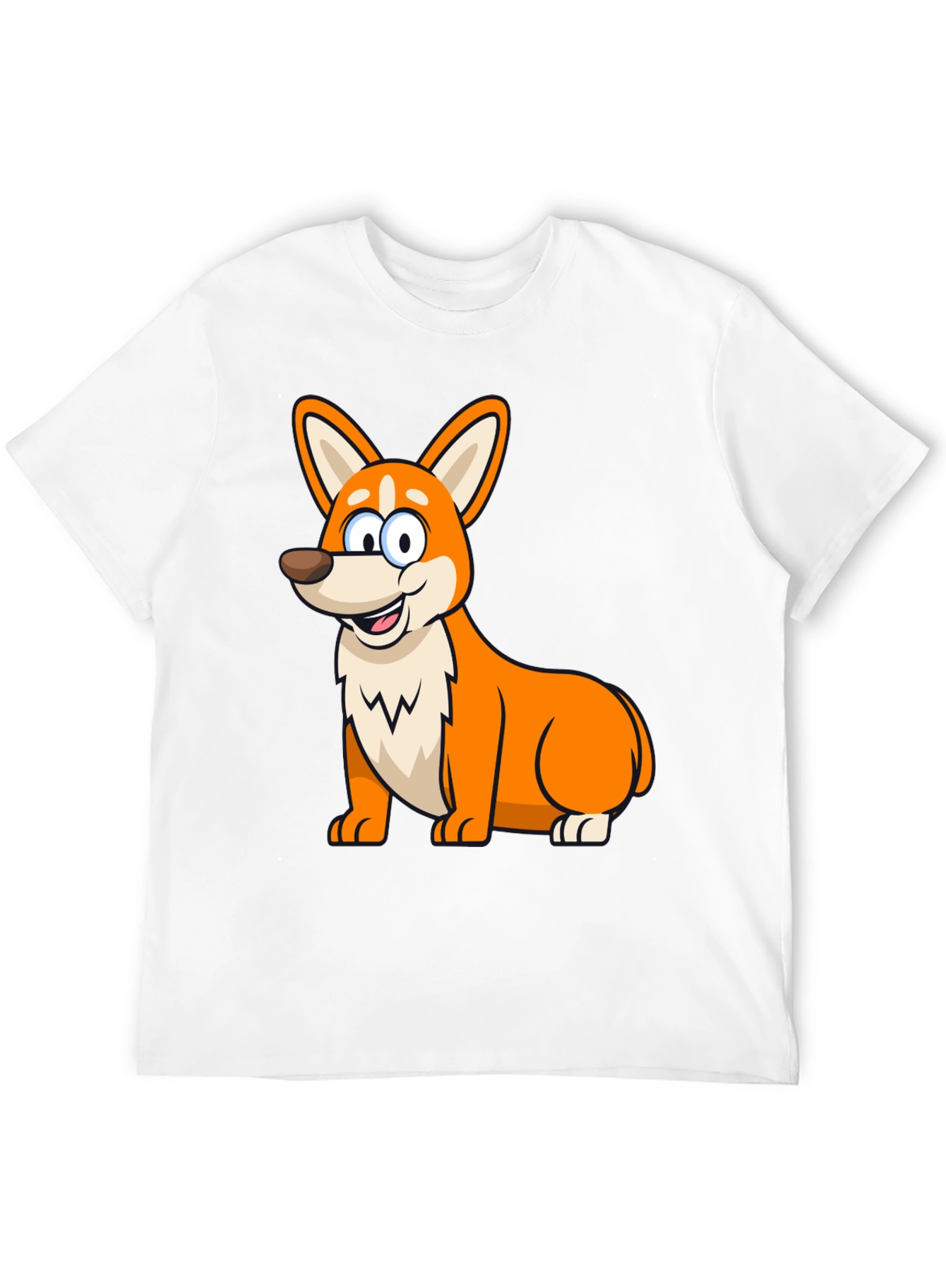 Cute Corgi Cartoon Black T-Shirt