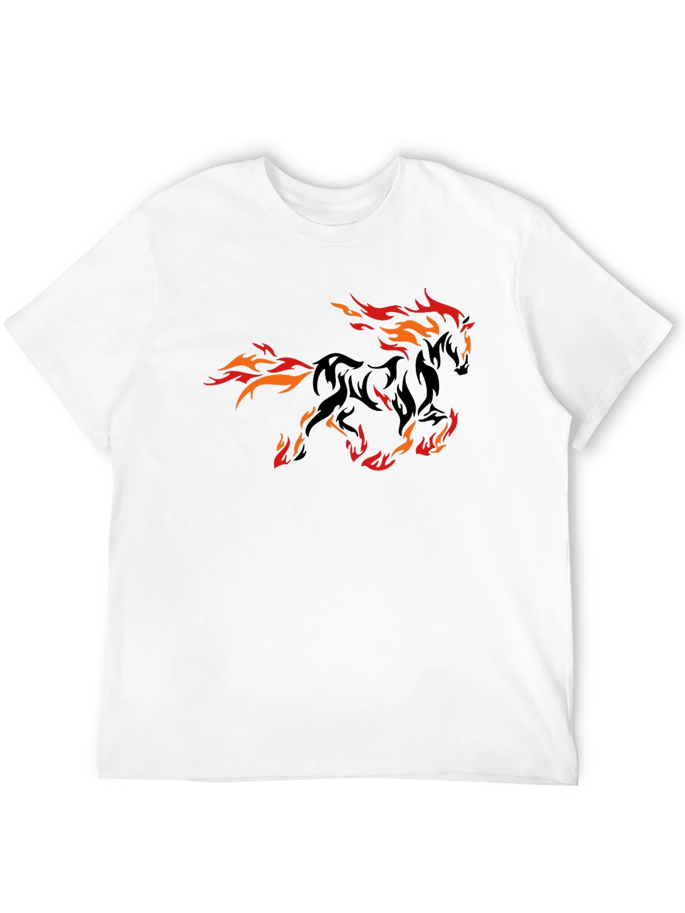 Fiery Horse Graphic Tee - Black Cotton T-Shirt