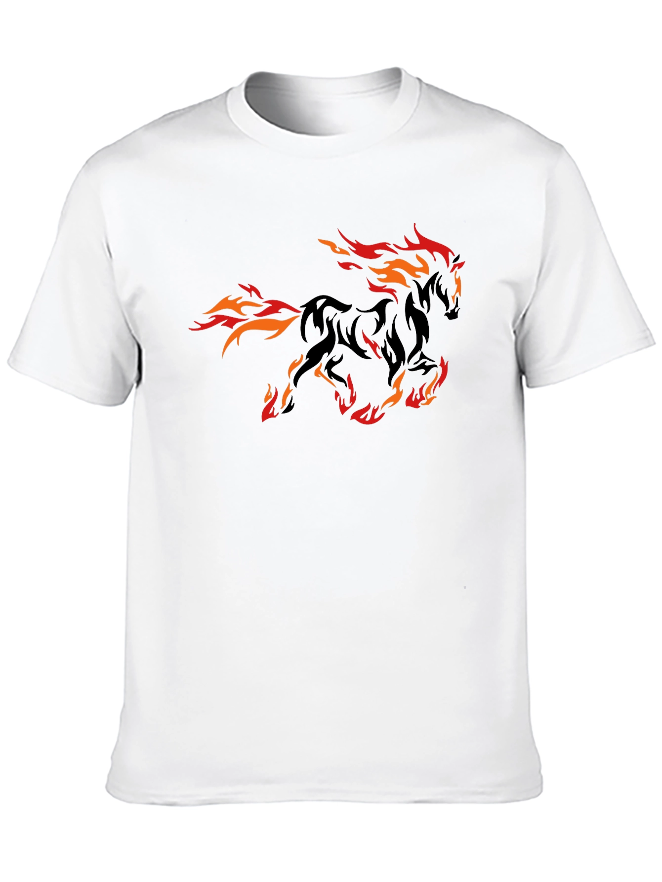Fiery Horse Graphic Tee - Black Cotton T-Shirt