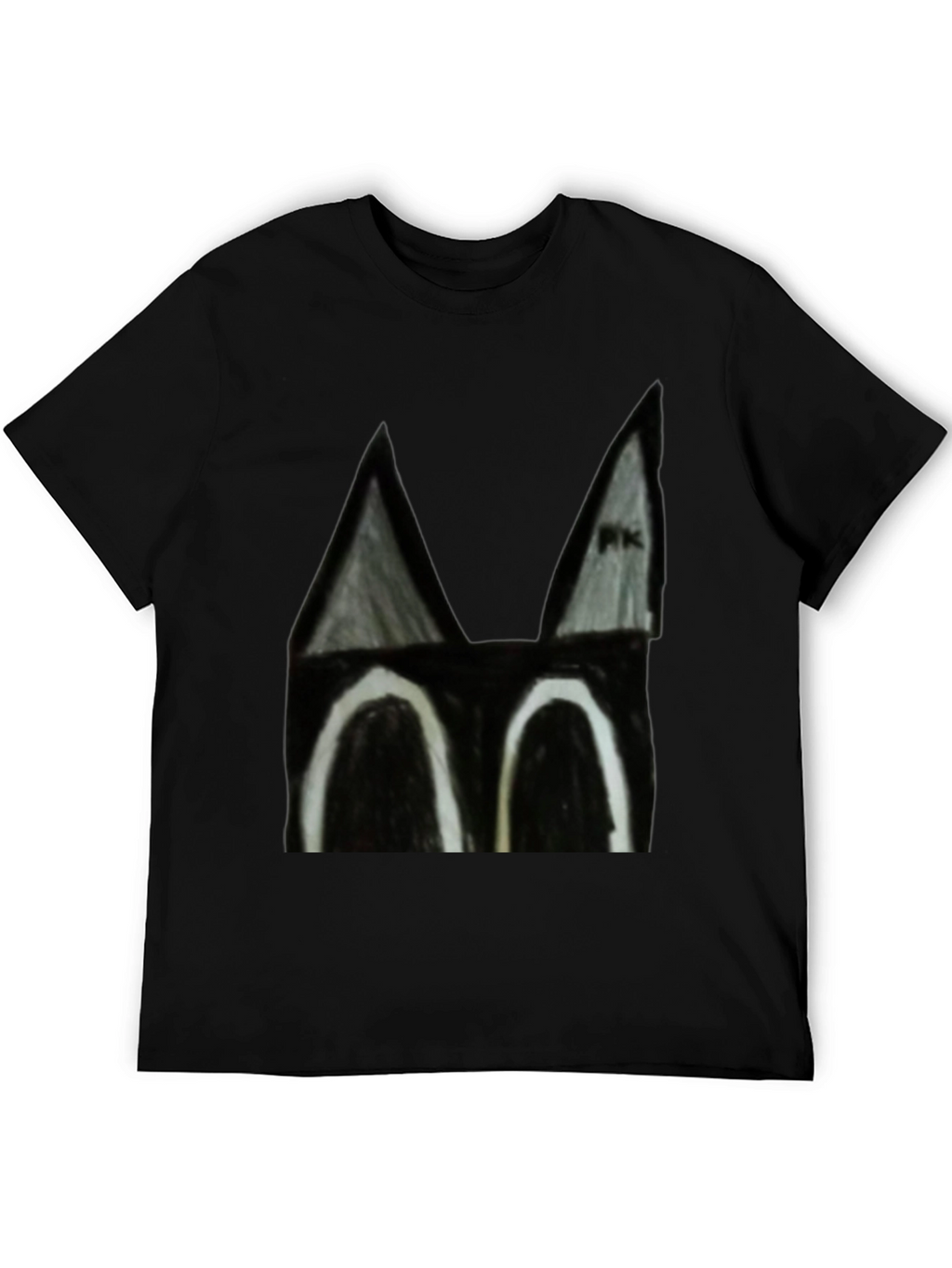 Abstract Cat Face Black T-Shirt