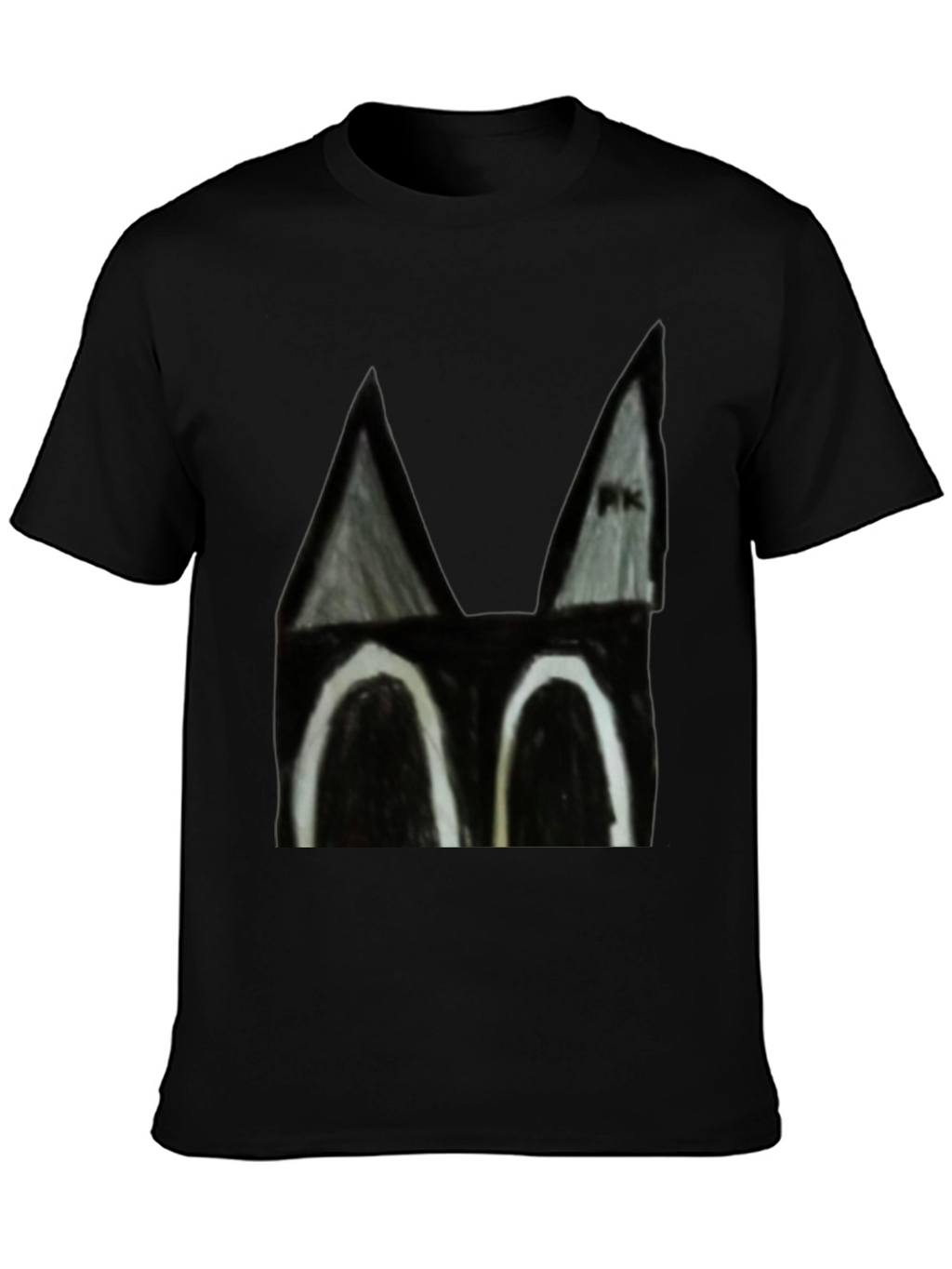 Abstract Cat Face Black T-Shirt