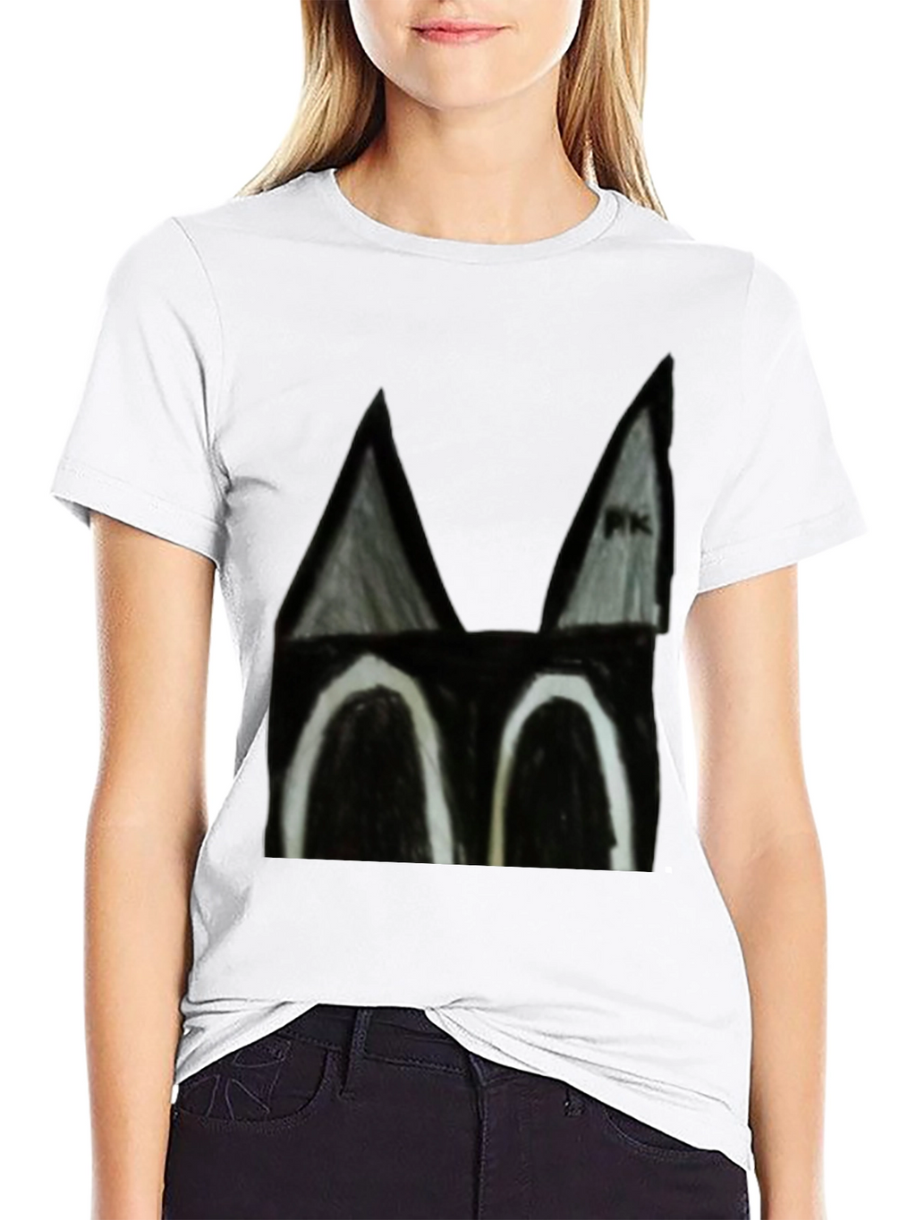 Abstract Cat Face Black T-Shirt