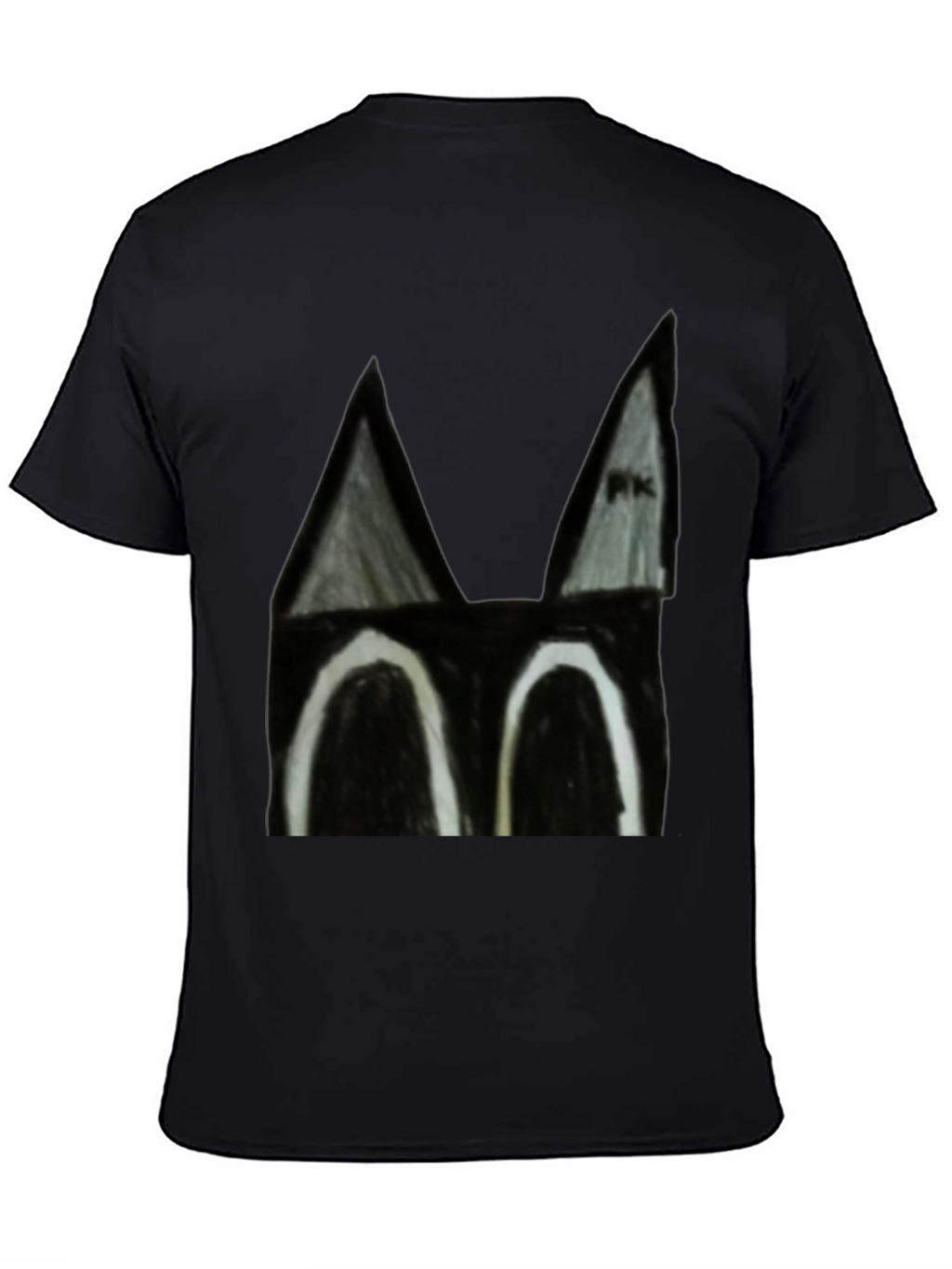 Abstract Cat Face Black T-Shirt
