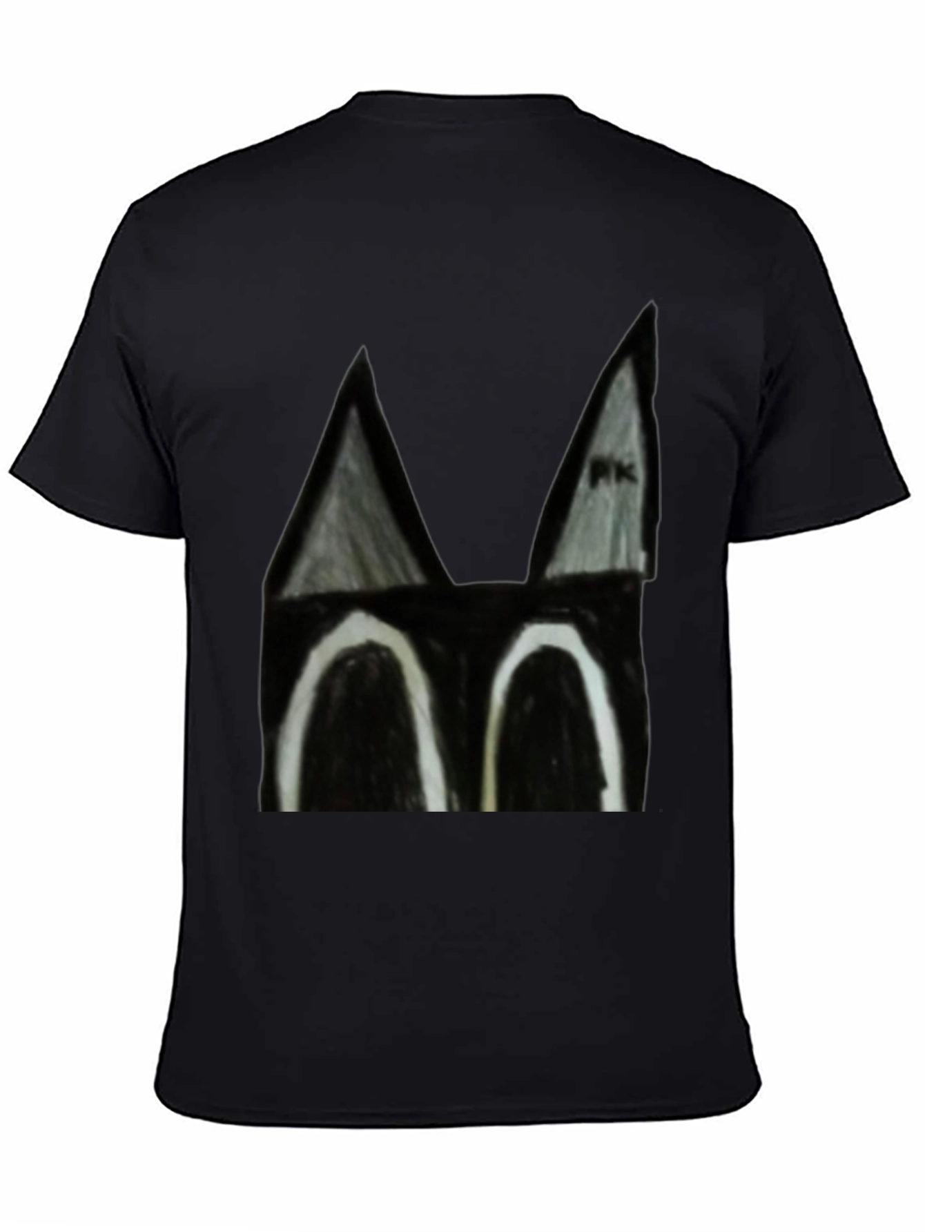 Abstract Cat Face Black T-Shirt