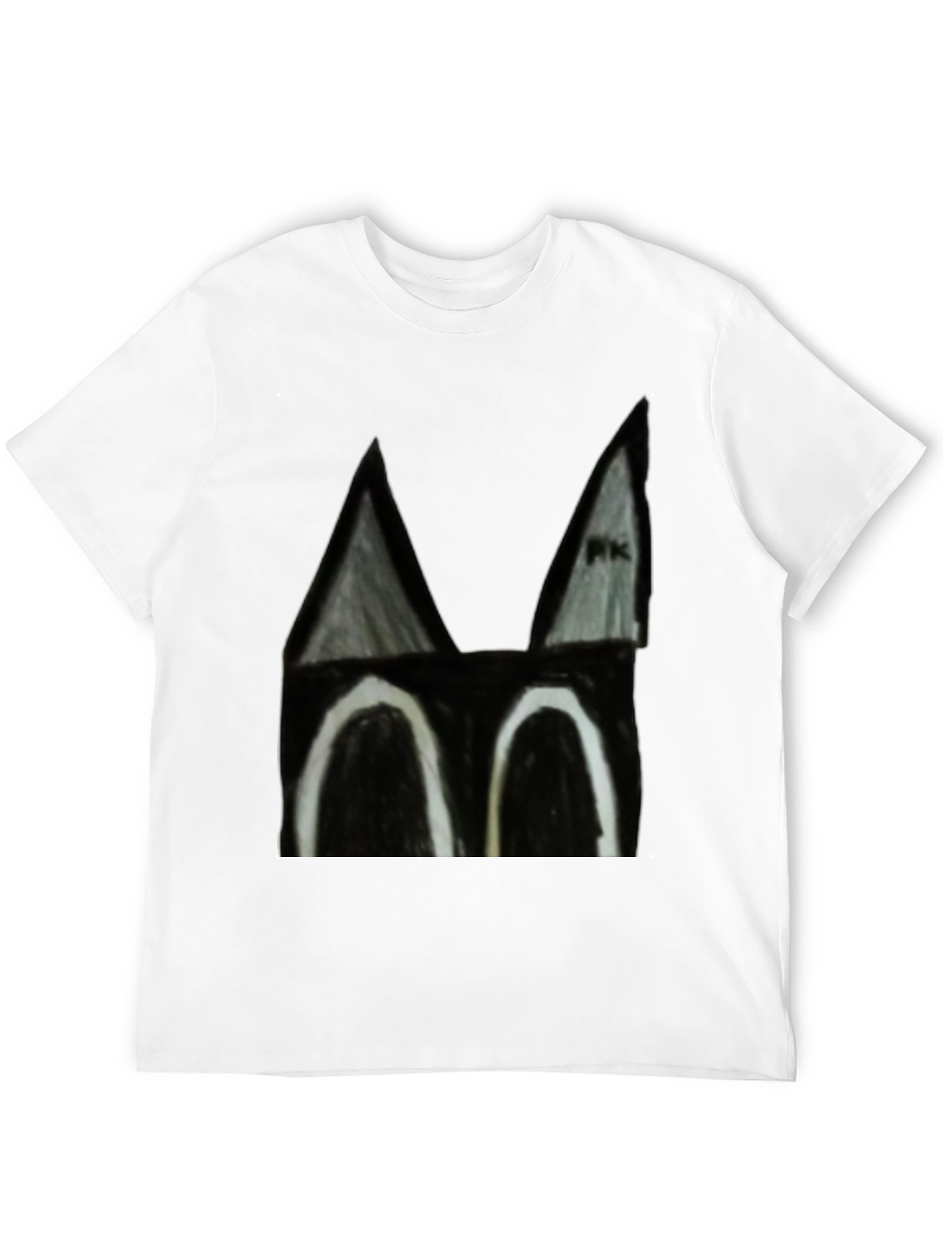 Abstract Cat Face Black T-Shirt