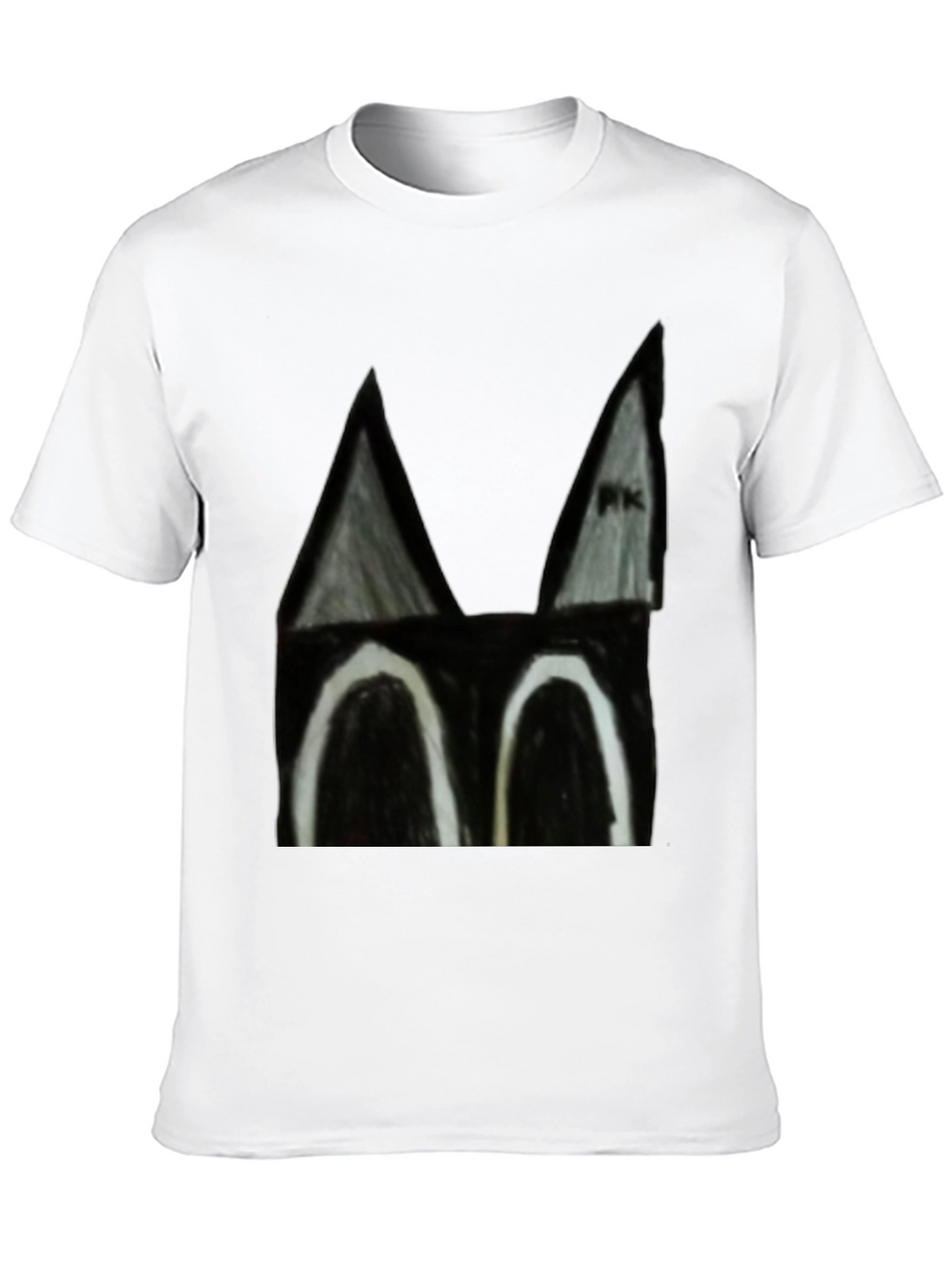 Abstract Cat Face Black T-Shirt