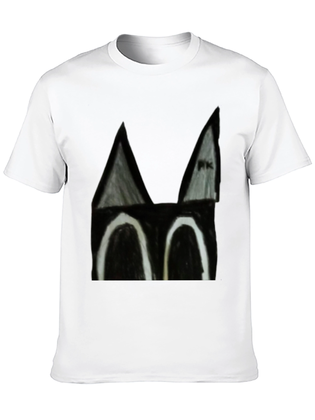 Abstract Cat Face Black T-Shirt