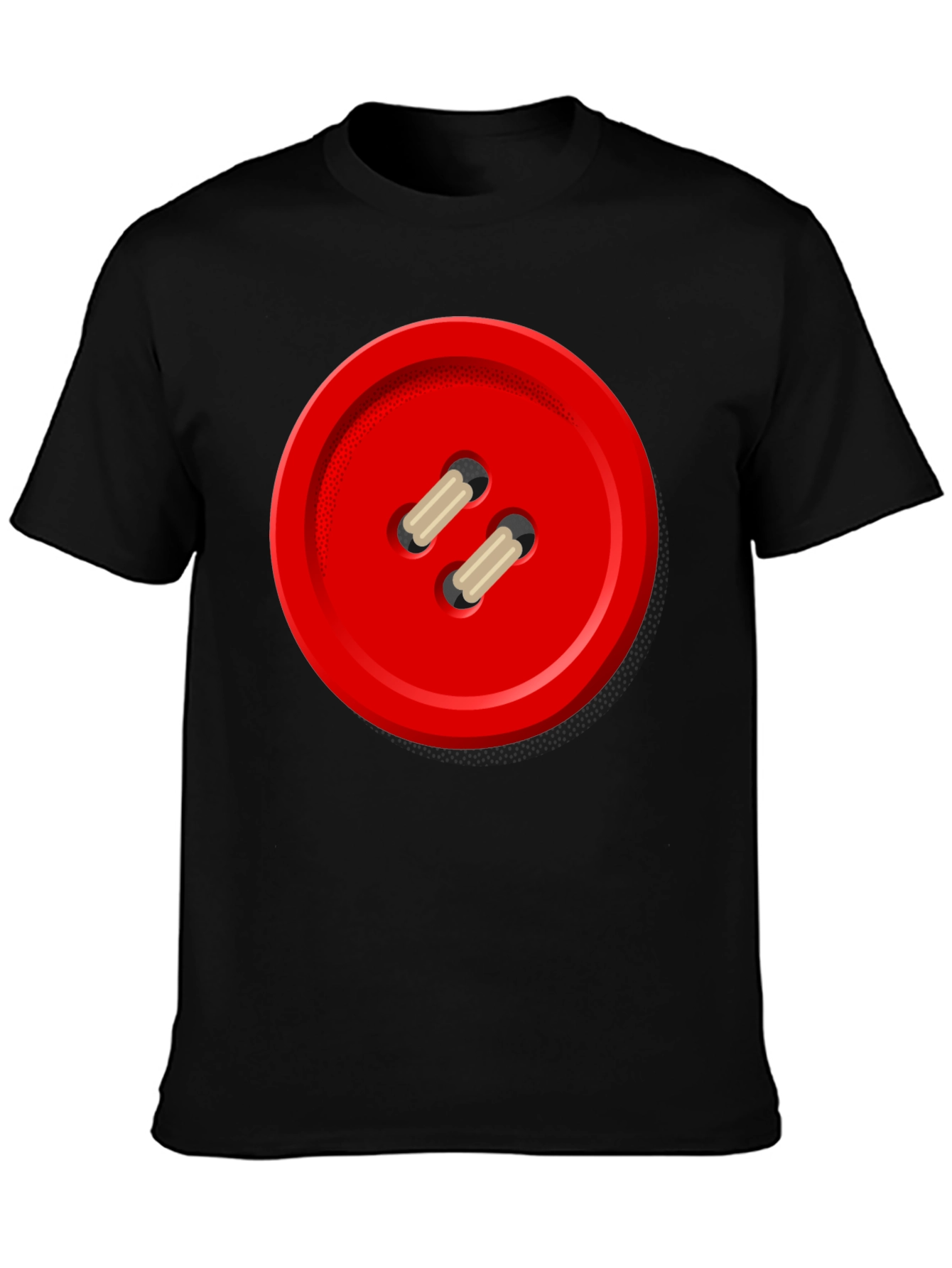 Red Button Graphic Tee - Unique Novelty Shirt