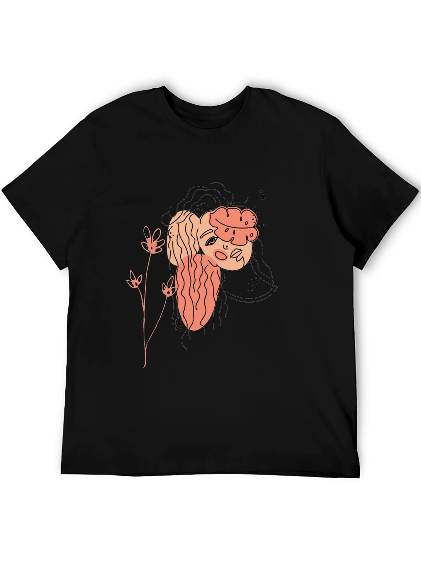 Abstract Portrait Graphic Tee - Black