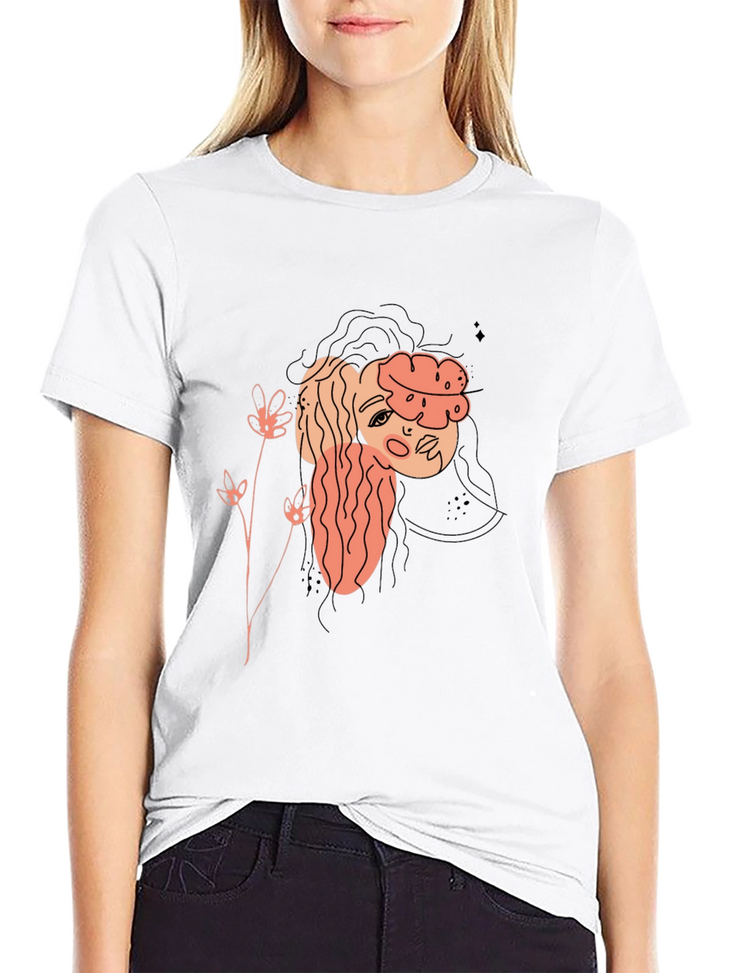 Abstract Portrait Graphic Tee - Black
