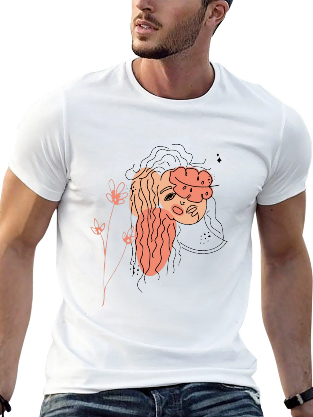 Abstract Portrait Graphic Tee - Black
