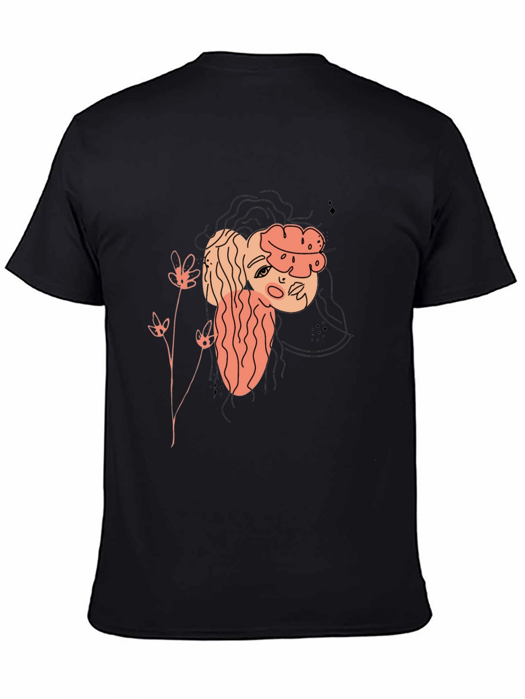 Abstract Portrait Graphic Tee - Black