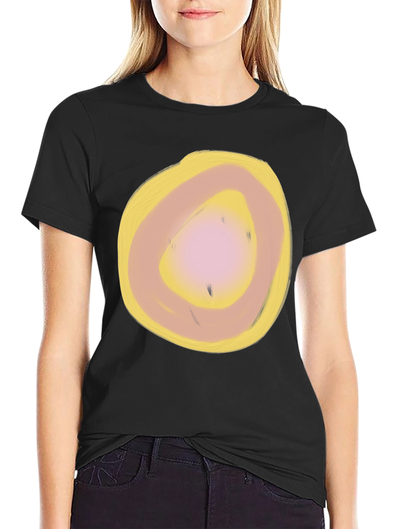 Abstract Circle Graphic Black T-Shirt
