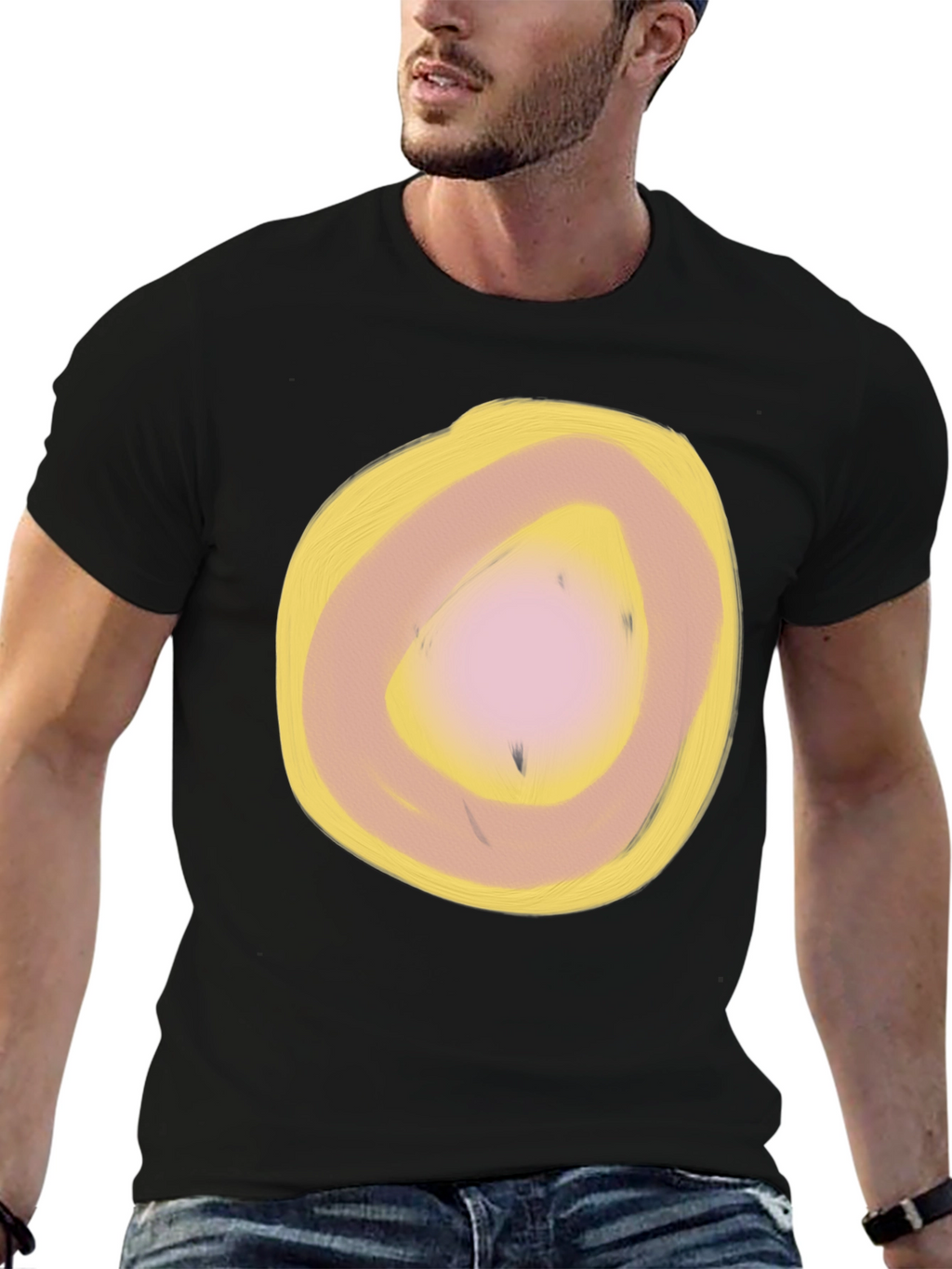 Abstract Circle Graphic Black T-Shirt