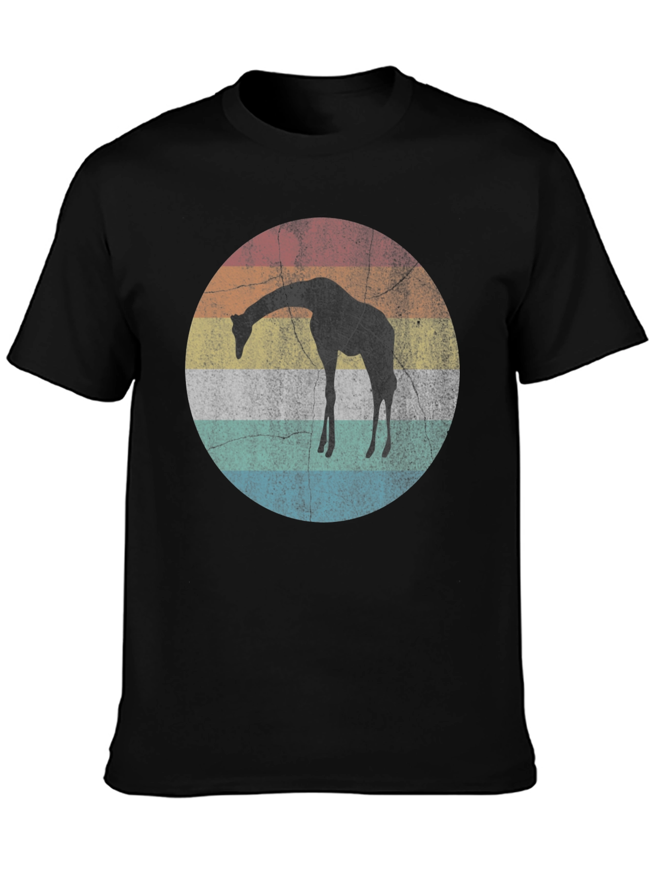 Retro Giraffe Sunset Graphic T-Shirt