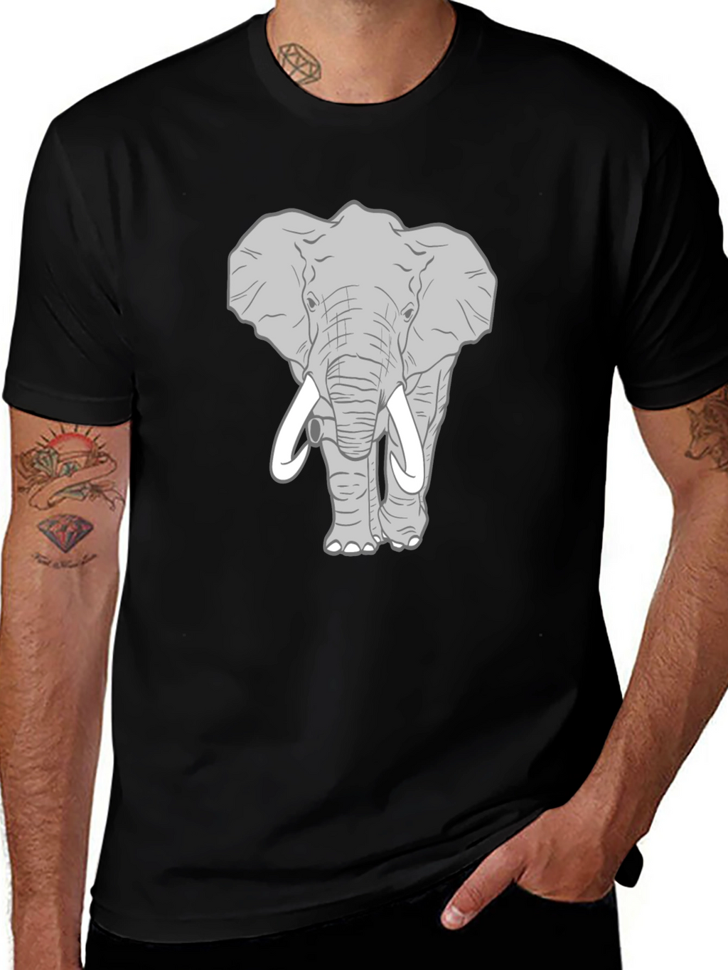 Elephant Graphic Print Mens T-Shirt