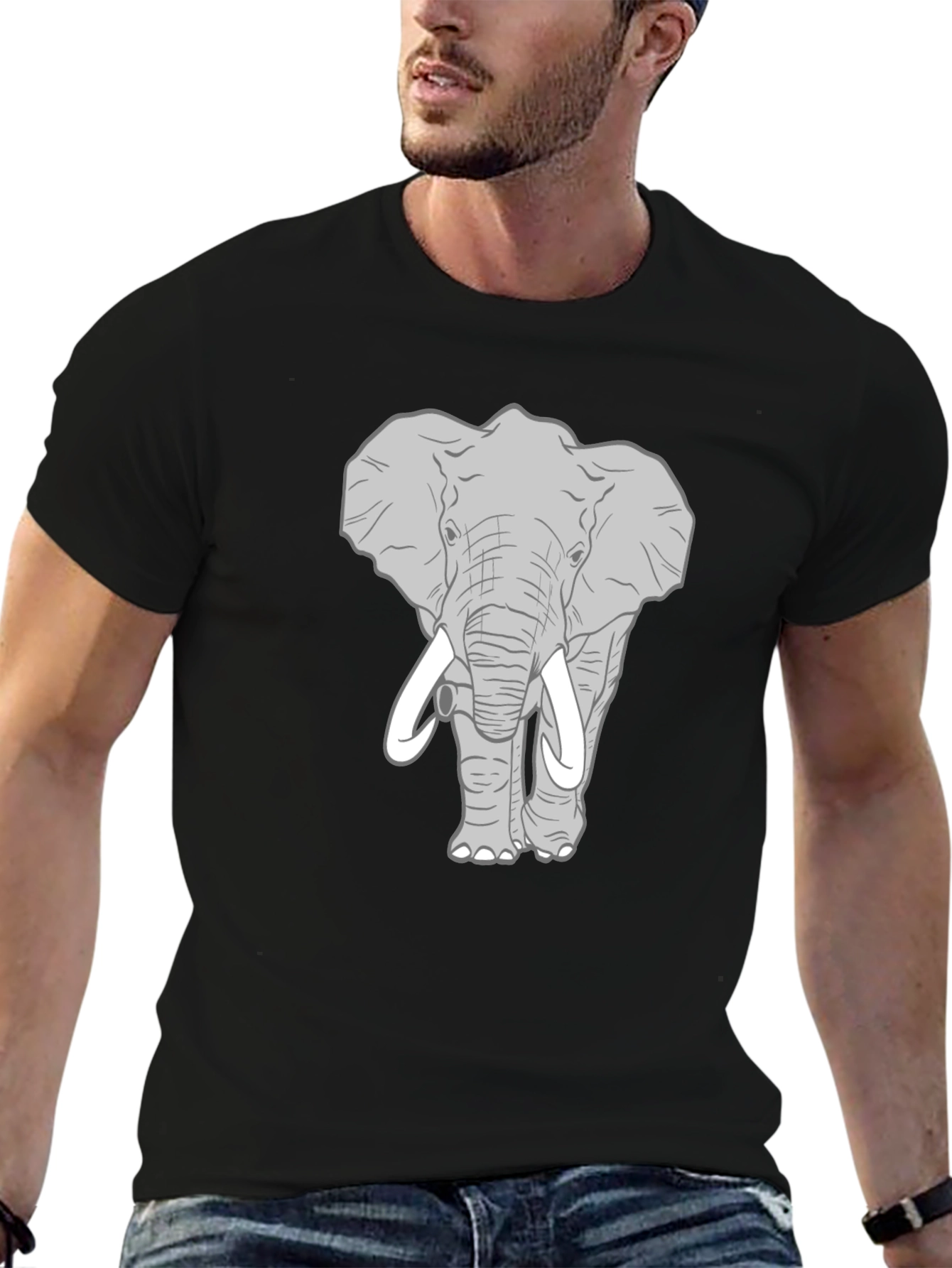 Elephant Graphic Print Mens T-Shirt