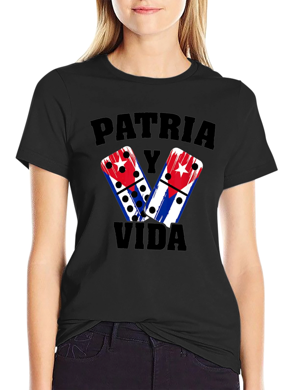 Patria y Vida Domino T-Shirt Cuba Flag