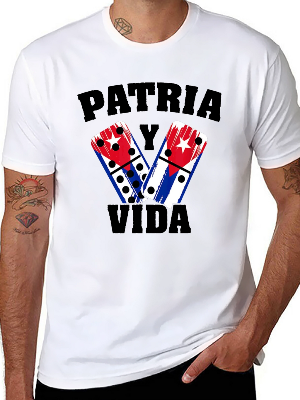 Patria y Vida Domino T-Shirt Cuba Flag