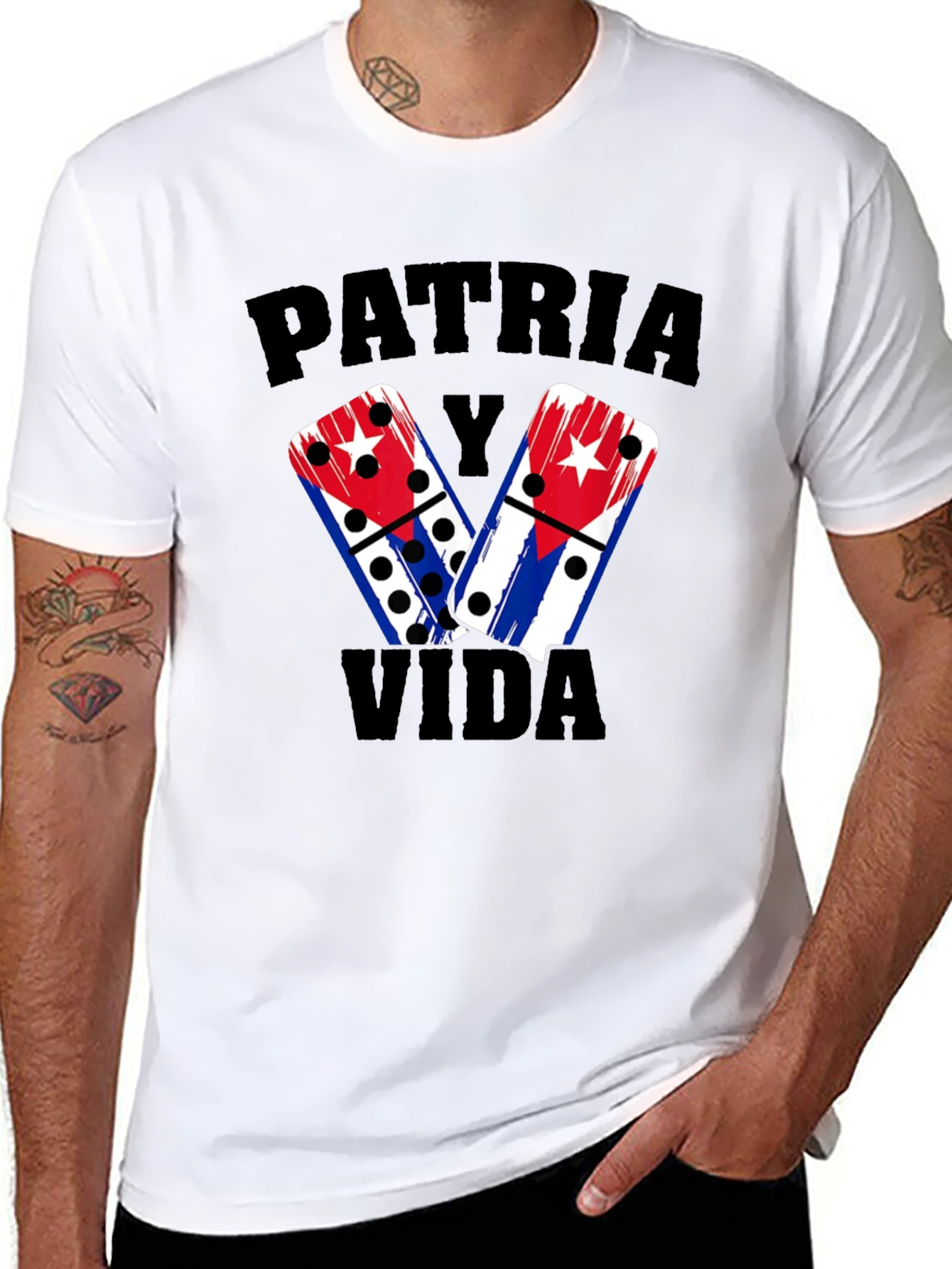 Patria y Vida Domino T-Shirt Cuba Flag