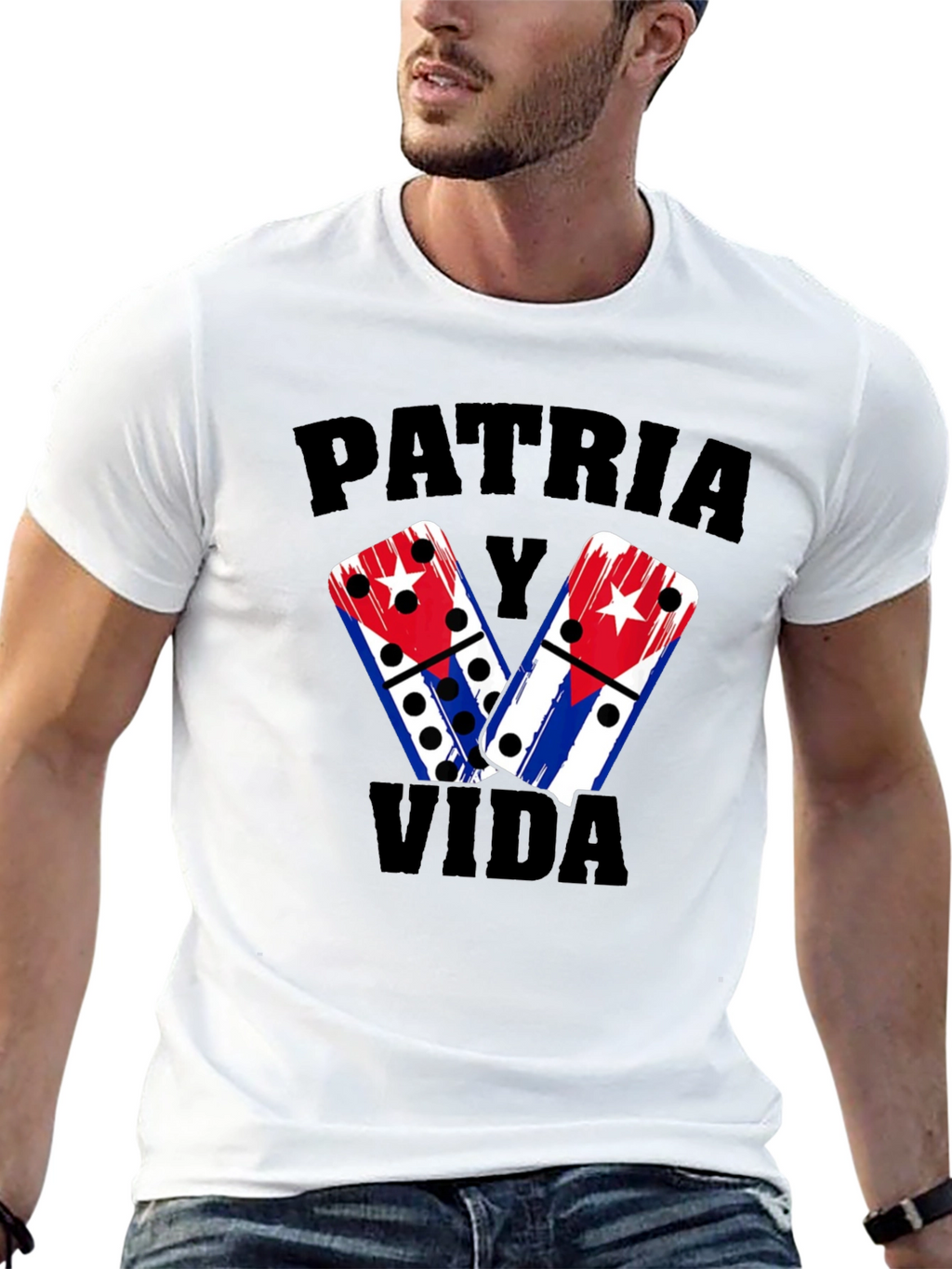 Patria y Vida Domino T-Shirt Cuba Flag