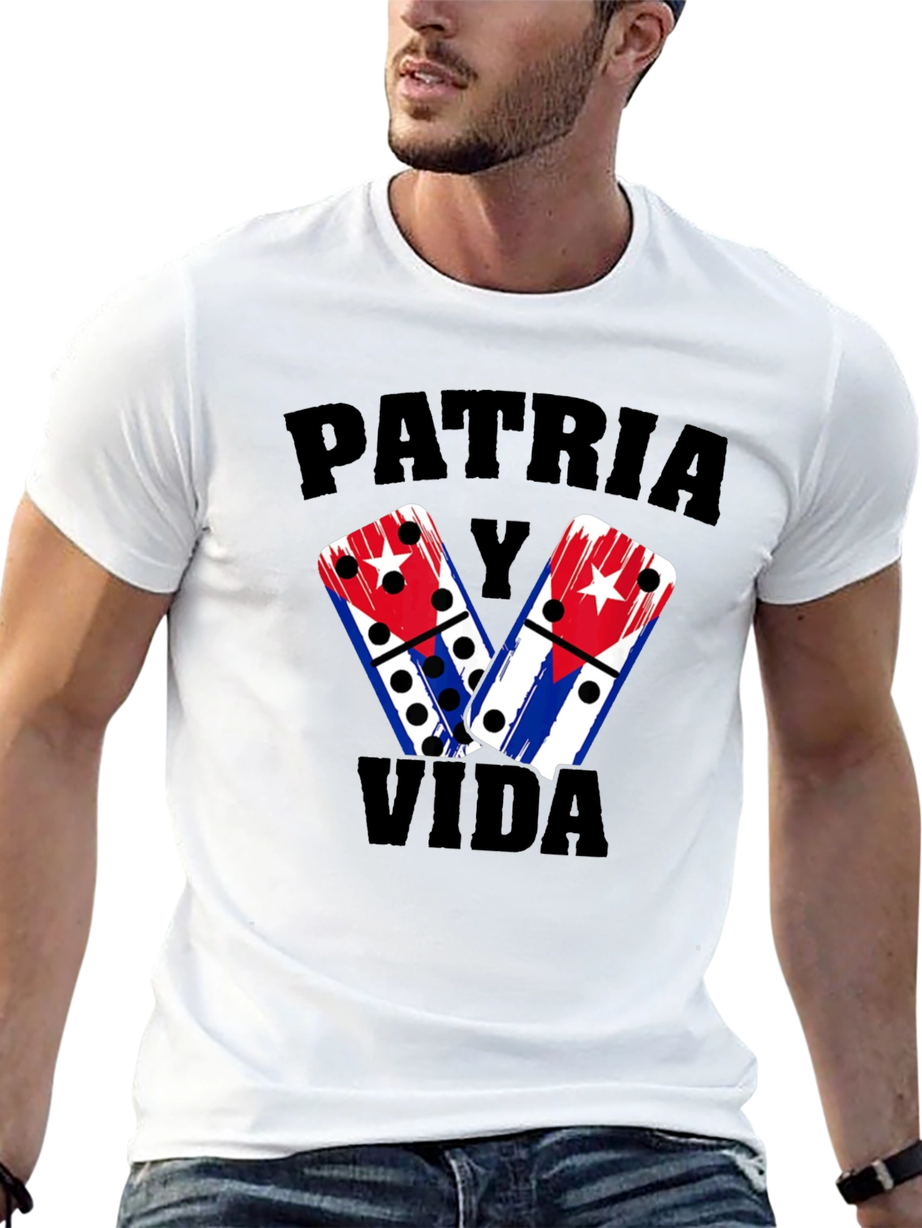 Patria y Vida Domino T-Shirt Cuba Flag