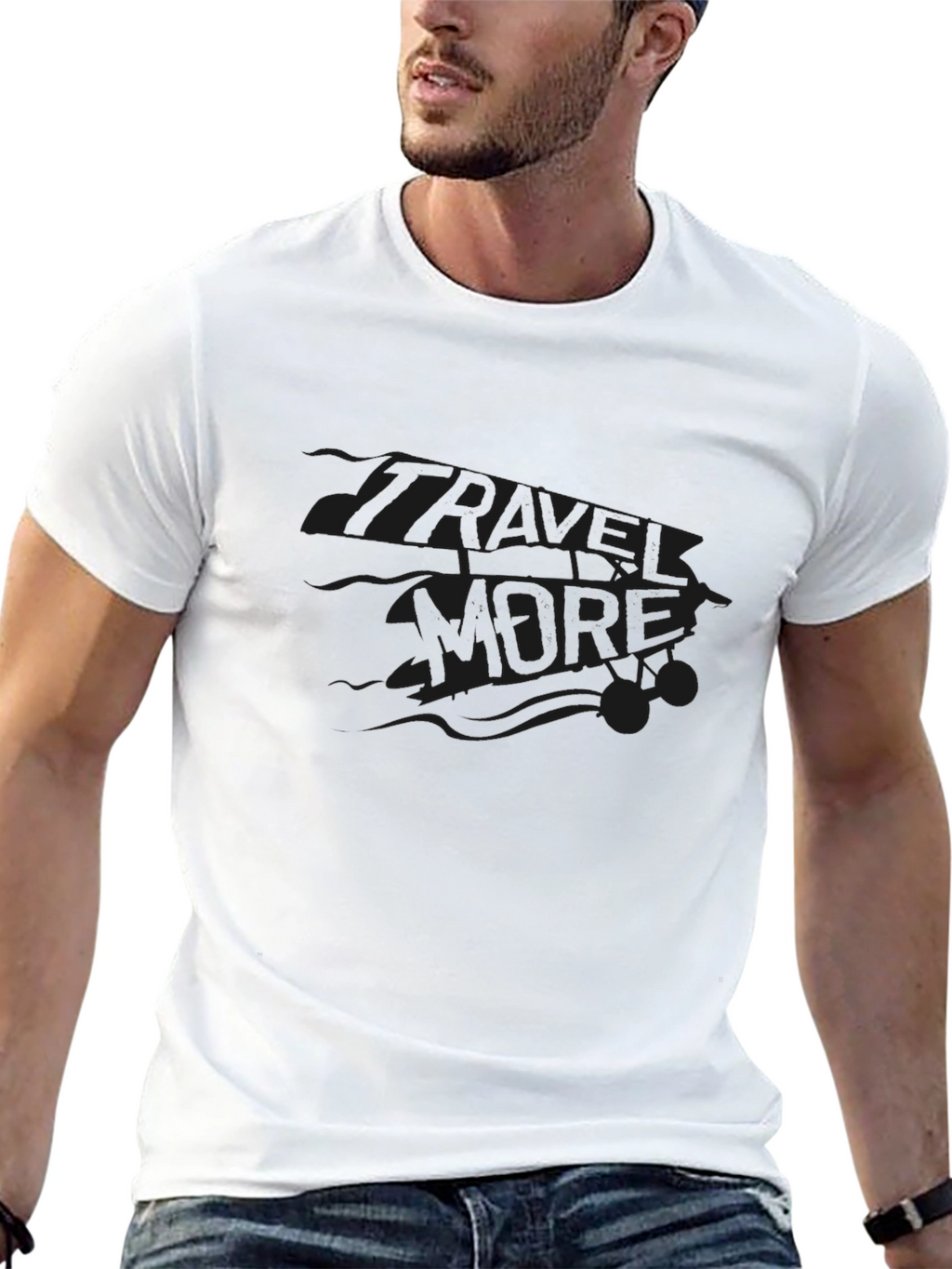 Travel More Black Graphic Tee