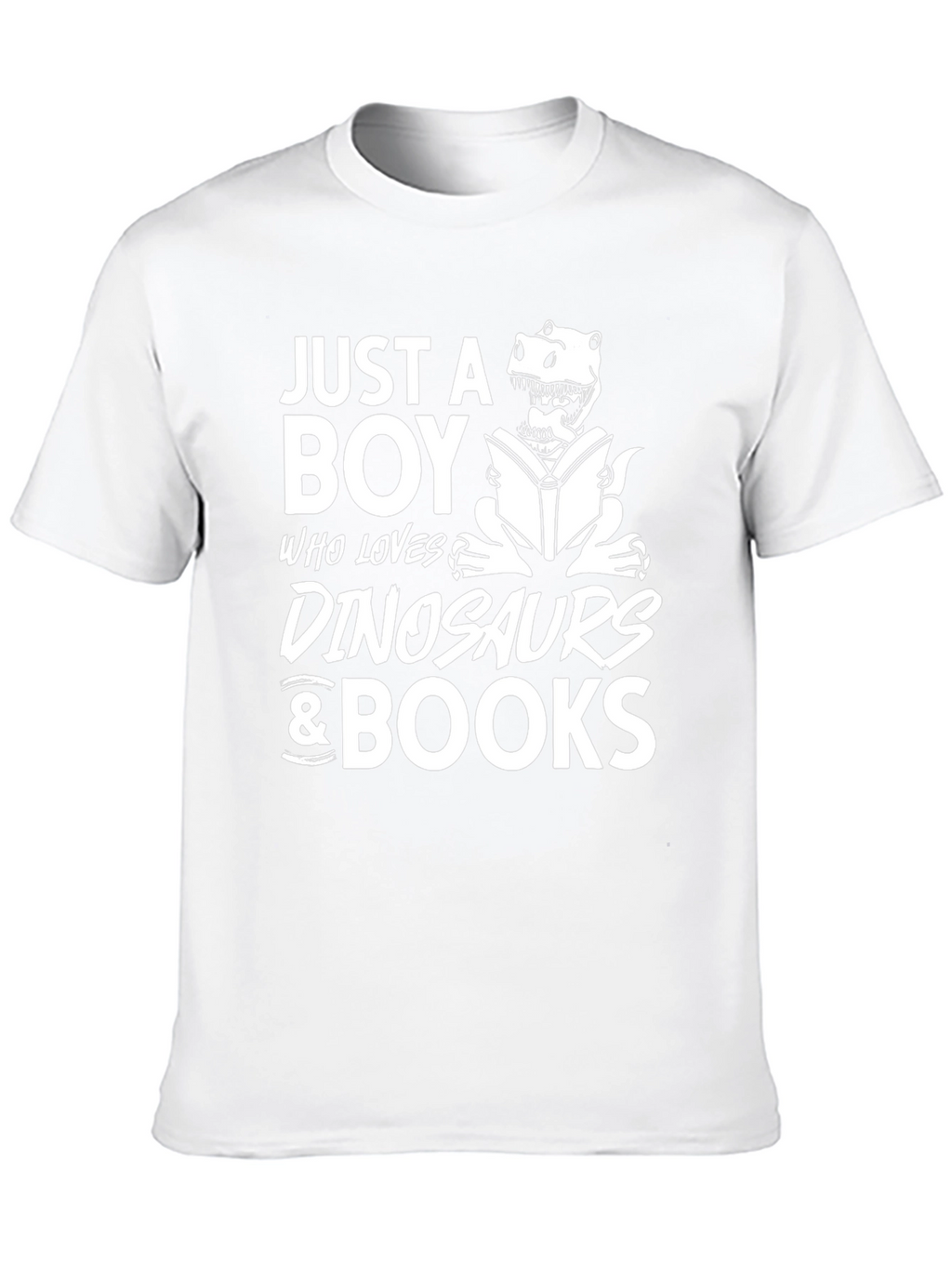 Boy Loves Dinosaurs & Books Black Graphic T-Shirt