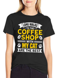 Cat Lover Coffee Shop Walk T-Shirt