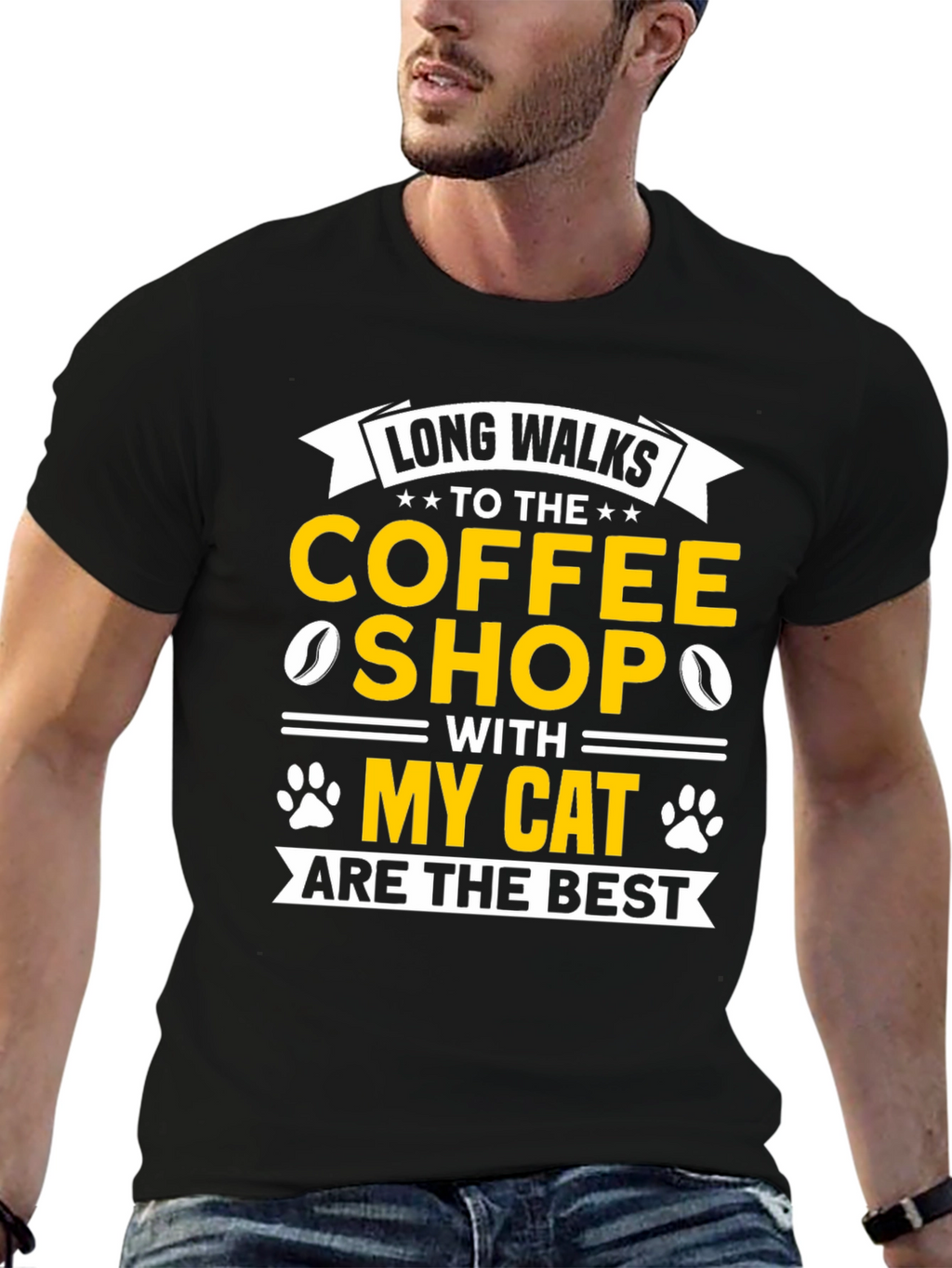 Cat Lover Coffee Shop Walk T-Shirt