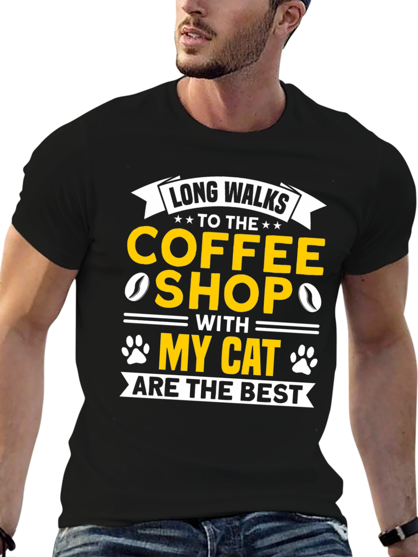Cat Lover Coffee Shop Walk T-Shirt