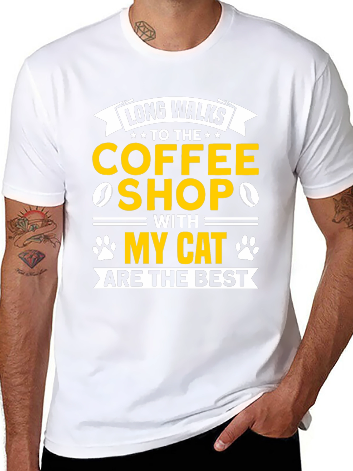 Cat Lover Coffee Shop Walk T-Shirt