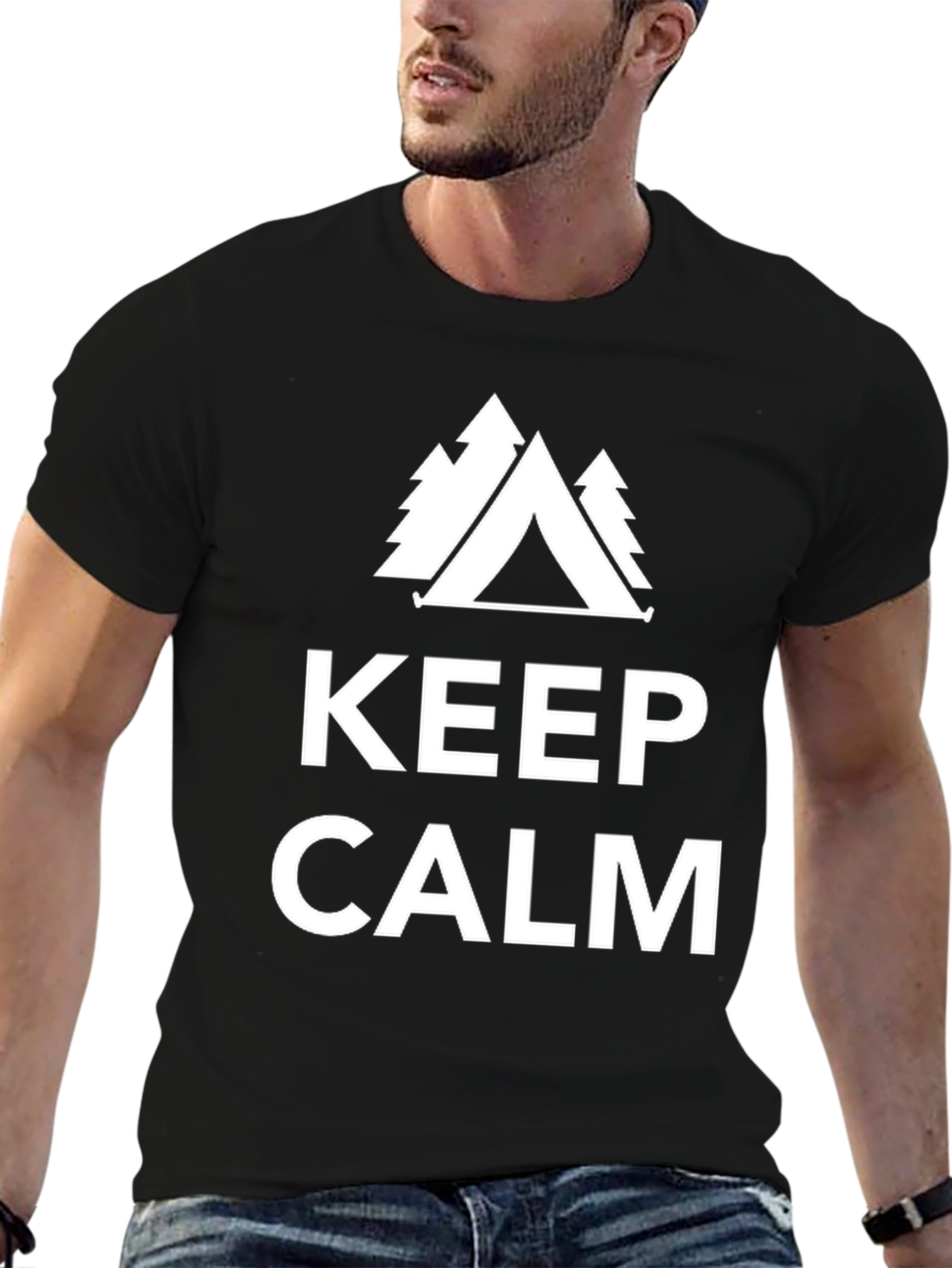 Keep Calm Camping Tee - Black Graphic T-Shirt