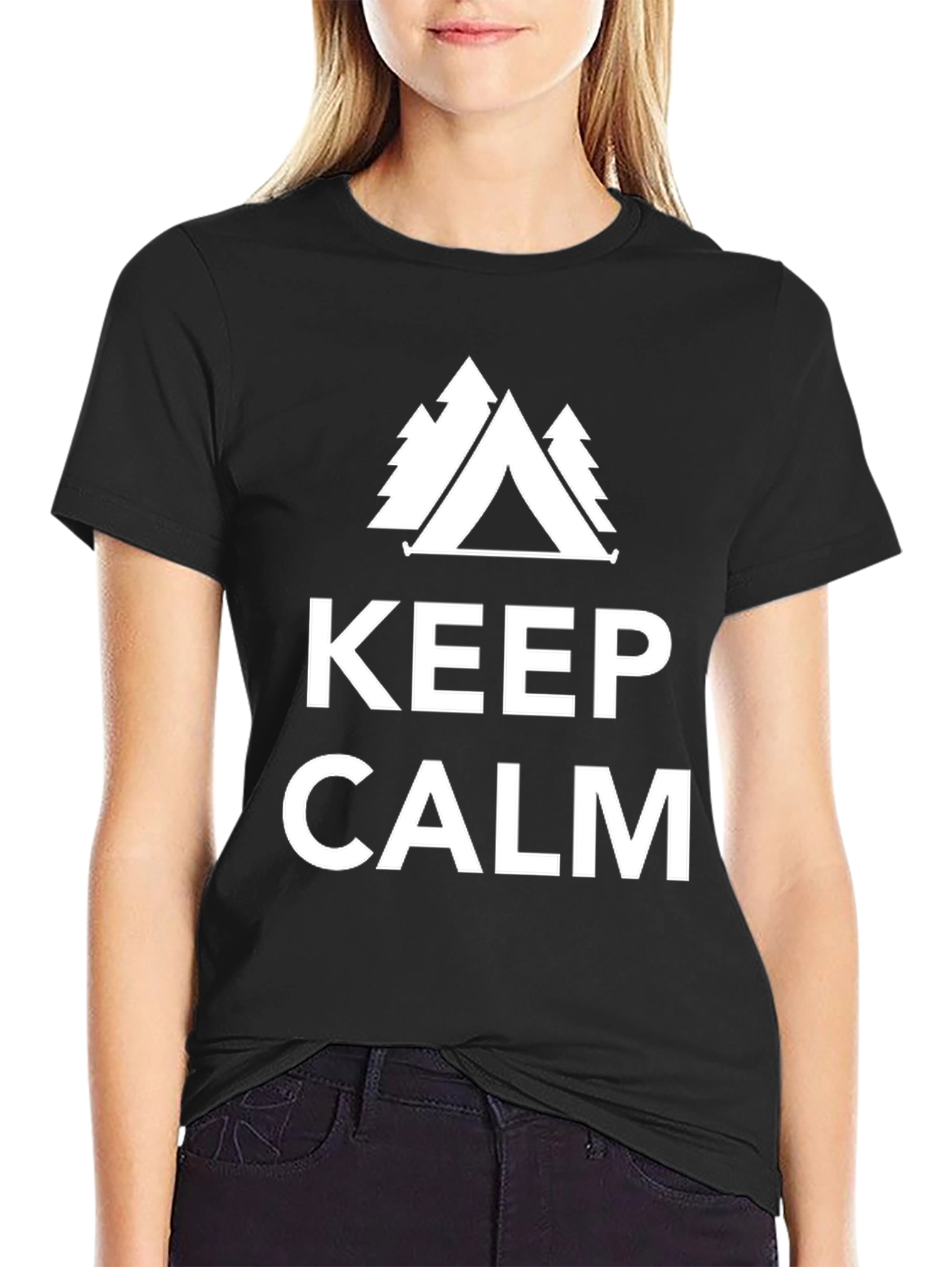 Keep Calm Camping Tee - Black Graphic T-Shirt