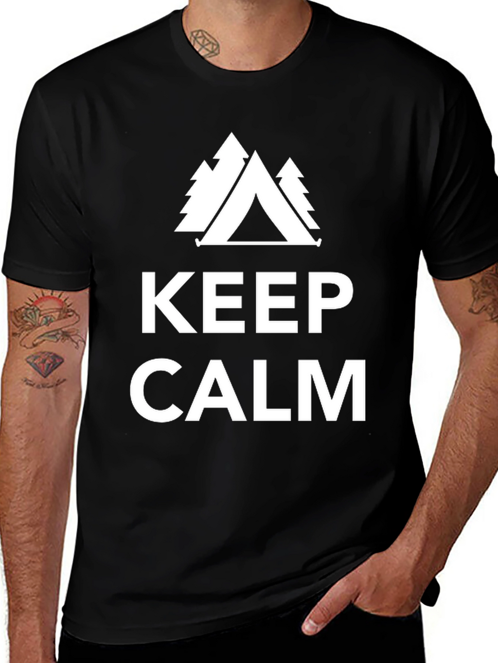 Keep Calm Camping Tee - Black Graphic T-Shirt