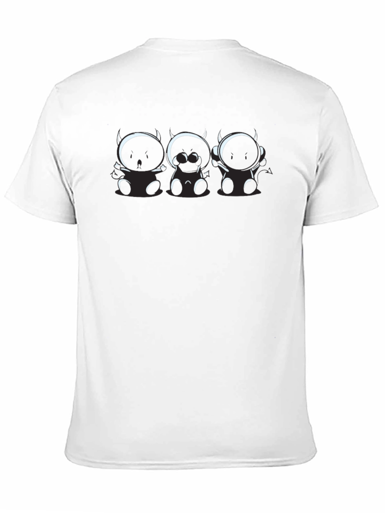 Fun Black T-Shirt with Cartoon Devil Trio Graphic