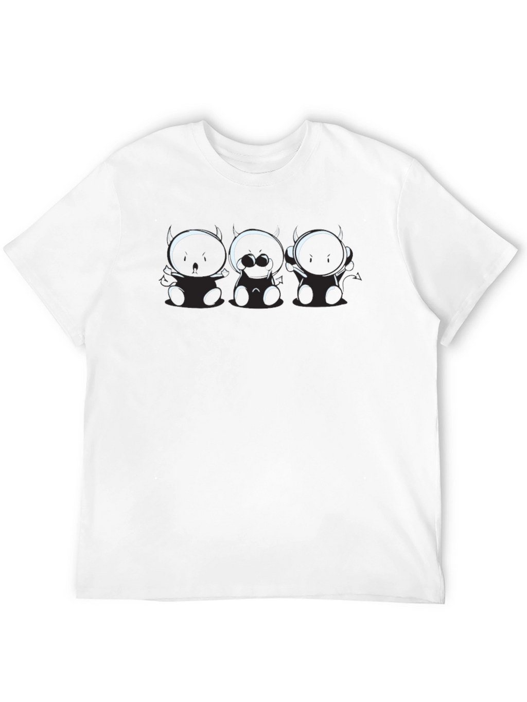 Fun Black T-Shirt with Cartoon Devil Trio Graphic