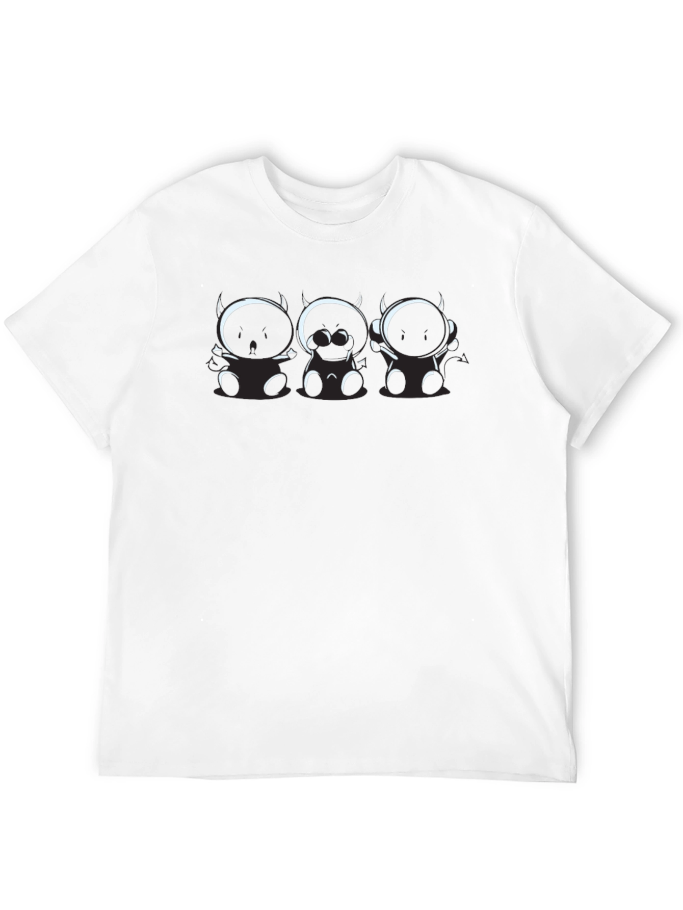 Fun Black T-Shirt with Cartoon Devil Trio Graphic