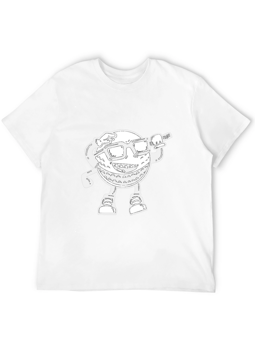 Cool Cartoon Golf Ball Graphic Black T-Shirt