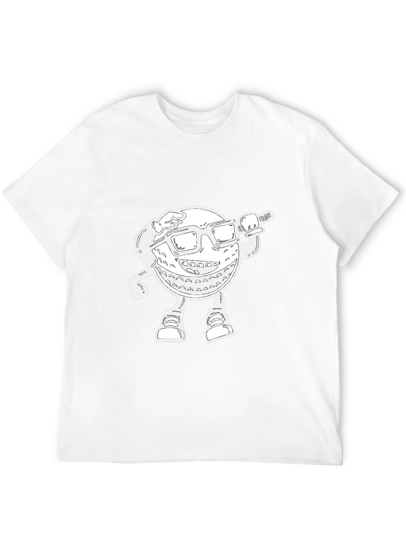 Cool Cartoon Golf Ball Graphic Black T-Shirt