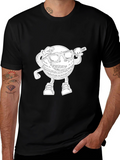 Cool Cartoon Golf Ball Graphic Black T-Shirt