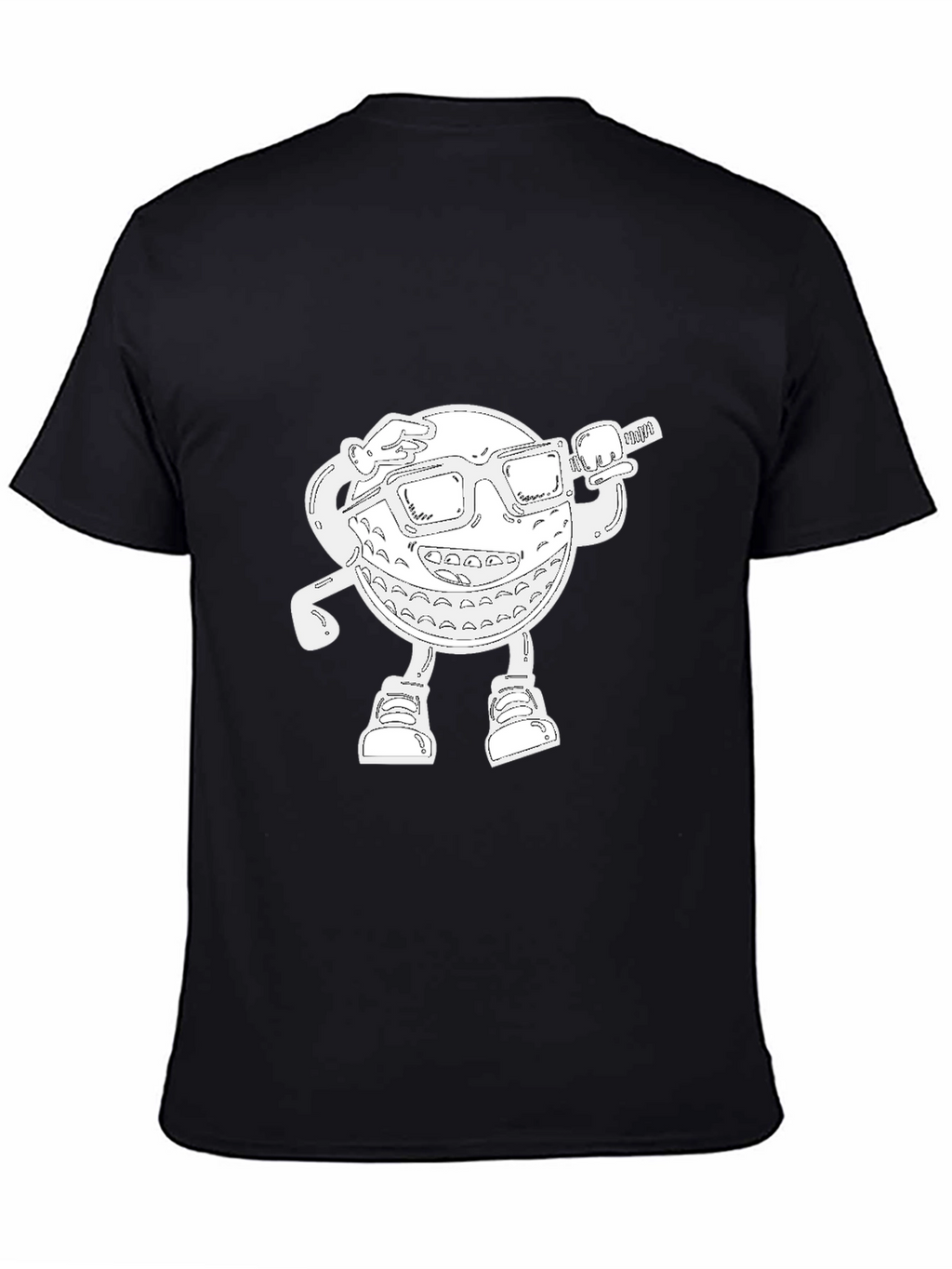 Cool Cartoon Golf Ball Graphic Black T-Shirt