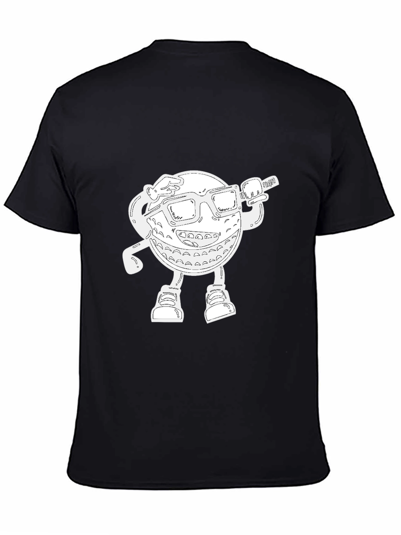 Cool Cartoon Golf Ball Graphic Black T-Shirt
